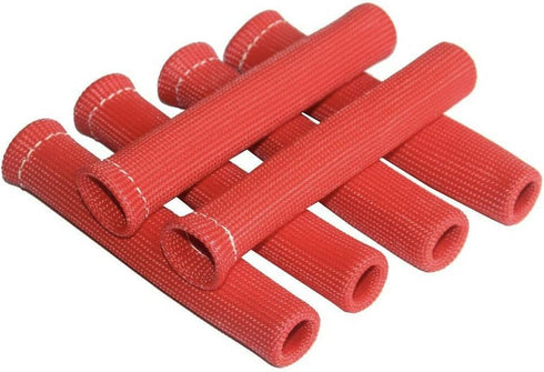 Spark Plug Wire Heat Shield & Sleeve - 2500 High Temp Heat Tape Protection - 8 Pack (Red)...