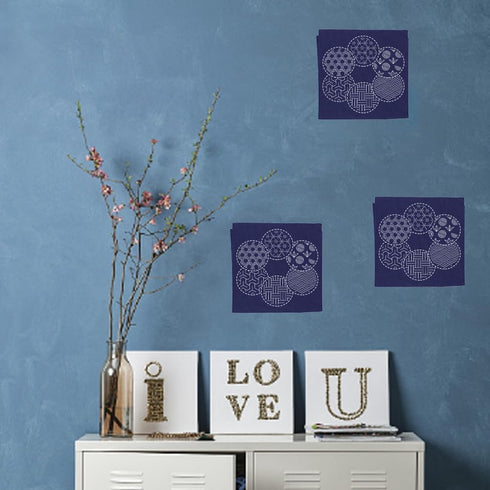 WEBEEDY DIY Sashiko Placemat Kit with Traditional Japanese Sashiko Template Embroidery Fabric Patterns Table Mats Needlework Art Craft Kit with In...