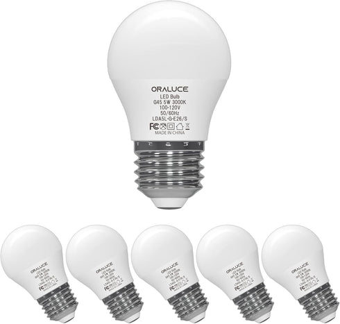 ORALUCE A15 LED Bulb 5 Watts Warm White 3000K,40W Equivalent Table Lamp Bulb, E26 Standard Screw Base G45 Shape Small Light Bulbs for House lighti...
