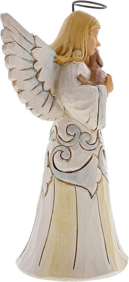 Enesco Jim Shore Heartwood Creek White Woodland Farmhouse Angel with Dog Figurine, 5.2 Inch, Multicolor...