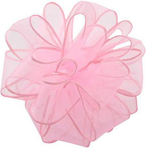 Berwick Offray 2.5" Wide Sheer Spring Wired Edge Ribbon for Decoration and Crafts, 50-Yard Spool, Pink...