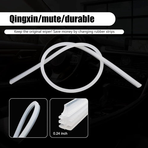 4 PCS Car Boneless Wiper Blade Strip, Frameless Windshield Wiper Blade Replenishment Replacement Silicone Strip, Universal Car Auxiliary Cleaning ...