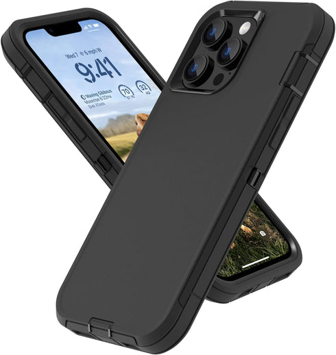 Sansunto for iPhone 13 Pro Max Case and 12 Pro Max Case, Full Body Protection Heavy Duty Shockproof Military Grade 3 in 1 Silicone Rubber with Har...