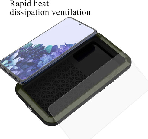 LOVE MEI Rugged Military Case for Galaxy S20 FE 5G - Heavy Duty, Shockproof, Dustproof, Scratch Proof, Metal & Silicone with Tempered Glass Protec...