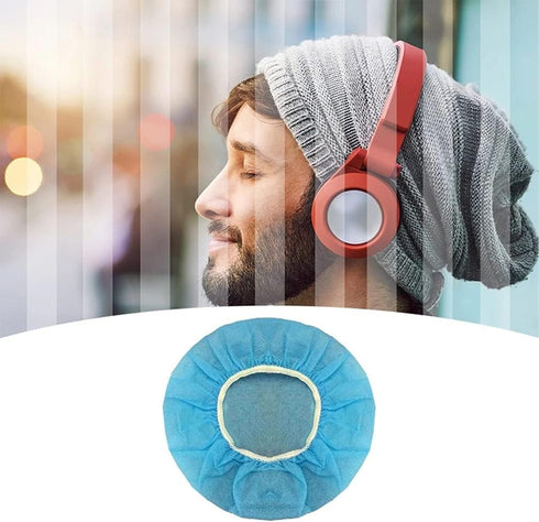 Tvoip 100Pcs Blue Non-Woven Sanitary Headphone Ear Cover, Disposable Super Stretch Covers Washable, for Most On Ear Headphones Earpads (9cm / 3.54...