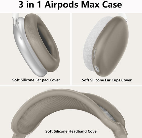 Case Cover for AirPods Max Headphones, Clear Silicone Ear Pad Case Cover/Ear Cups Cover/Headband Cover for AirPods Max, Accessories Soft Silicone ...
