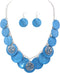 Statement Shell Disc Beaded Necklace Big Chunky 18” Necklace and Earrings Set for Women Holiday...