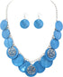 Statement Shell Disc Beaded Necklace Big Chunky 18” Necklace and Earrings Set for Women Holiday...