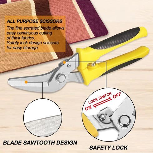 8 Inch Heavy Duty Scissors, Multifunction Shears for Cutting Cable Wires, Cardboard (8-Inch Curve Snips)...