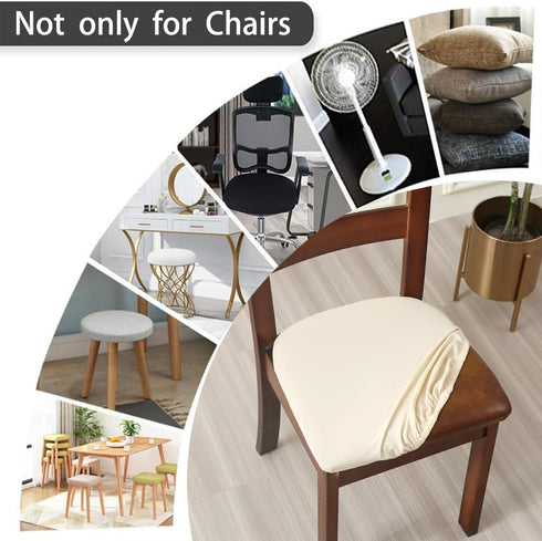 Chair Seat Covers set of 4 Stretch Off white Chair Covers for Dining Room Square Removable Washable Chair Protector Seat Cushion Slipcovers for Ki...