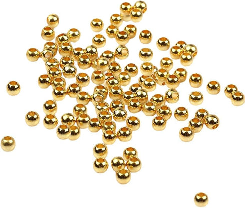 500Pcs 4mm Smooth Round Beads Gold Spacer Loose Ball Beads for Bracelet Jewelry Making Craft...