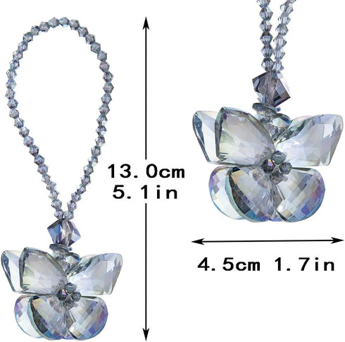 H&D HYALINE & DORA Crystal Glass Butterfly Car Key Charm Mirror Hanging Ornaments Gift (Butterfly-1)...