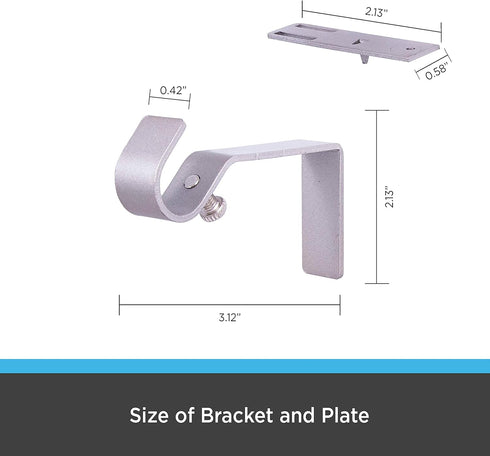 Kenney Fast Fit 5/8" No Measure Curtain Rod Brackets, Brushed Nickel, 2 Count (Pack of 1)...