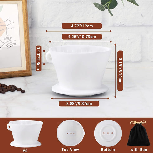 Segarty Pour Over Coffee Dripper, 1 Set White Collapsible Silicone Coffee Dripper with Storage Bag, Reusable Cone Coffee Filter Drip Holder, Singl...