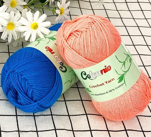 8 Skeins Crochet Knitting Yarn 70% Rayon derived from Bamboo, 30% Cotton Superfine Fingering Weight Sunny Cat Cotonnio Imported (Sun Flower)......