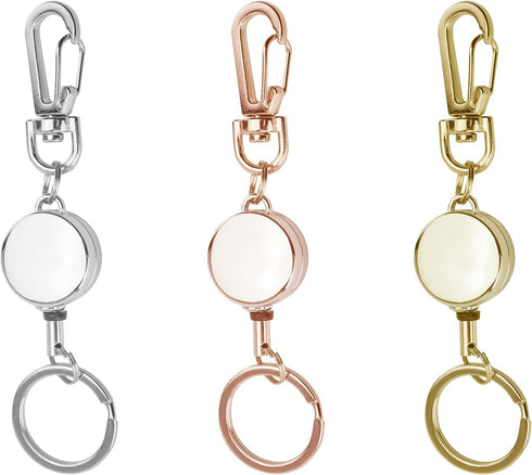 3 Pack Retractable Keychain, Retractable Badge Holder, Badge Reel for Id Card Holders, Id Card Holder ?Sliver,Rose Gold,Gold...