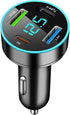 65W Car Charger 4 Port USB Car Charger Adapter PD QC3.0 Cigarette Lighter USB Charger with LED Voltmeter Fast Car Charger Compatible with Samsung ...
