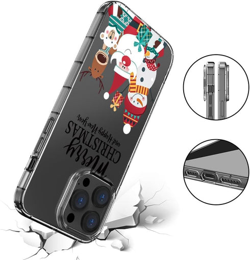 Christmas Case for iPhone 14 Pro Max 6.7'', Cute Xmas Tree Snowman Elk Snowflake Reindeer Gift Santa Pattern Clear Thin Slim Soft Lightweight TPU ...