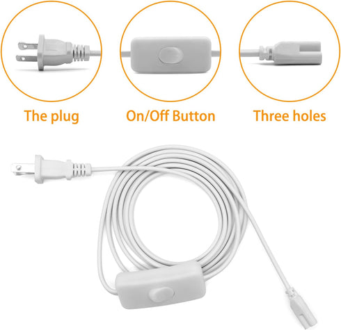 T5 T8 LED Tube Power Extension Cable with On/Off Switch,LED T5/T8 Light Tube Integrated LED Light Fixture Extension Cable Wire (6FT/1.8M) 4-Pack...