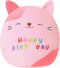 Birthday Cat Stuffed Animal Toy Cute Cat Plush Soft Kitty Plush Pillows Lifelike Cat Shape Design Plushie Gifts for Kids Girls (Pink, 10 Inch)...