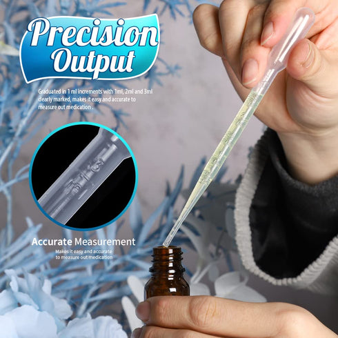 Teenitor 3ML Pipettes, Plastic Dropper Essential Oil Transfer Pipettes Disposable Liquid Eye Dropper for Lab Science Multi- Purpose Makeup Tool, 1...