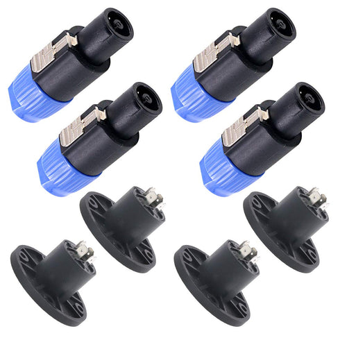 Swpeet 8 Pack Audio Speaker Plug Kit, 4 Pole Speaker Plug Twist Lock Compatible with Jack Twist Lock 4 Pole Round Perfect for Neutrik Speakon NL4F...