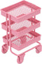 1:12 Miniature Dollhouse Handcart Mini Shopping Cart 3 Layers Storage Display Shelf with Wheels Kitchen Furniture Decoration(Pink)...