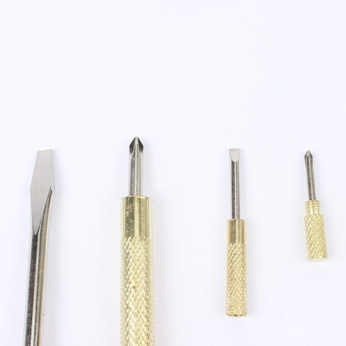 6 in 1 Mini Multifunction Copper Hammer and Screwdriver Hand Tools Ideal Tool for Watchmaker, Jewelers, Golden Color...