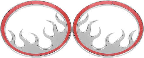 1 Pair Front Chrome Motorcycle Flame Speaker Grill Accent Trim Cover for Harley Touring Electra Street Glide Ultra Limited & Trike 2014-2023...