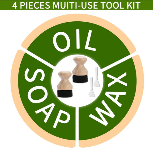 Herda 2pcs Food Grade Mineral Oil & Wax Applicator for Wood Cutting Board, Butcher Blocks, Safe Cutting Boards Oil Sealer -Bamboo/Wooden Spoon Ute...