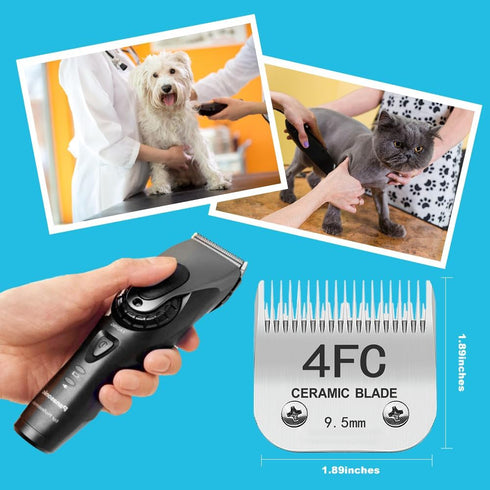 7FC Blade Dog Grooming Clipper Replacement Blades Compatible with Andis Dog Clippers,Most A5, Wahl KM Series Clippers,Detachable Ceramic Blade,Siz...