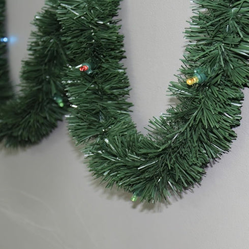 Brite Star Battery Operated 35 Lt 18 ft Little lite LED Lighted Pine Garland, Multi...
