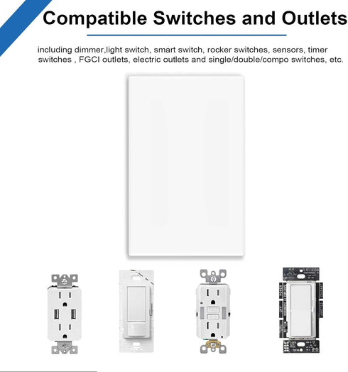 1-Gang Screwless Decorative Wall Plates, stander-Size Unbreakable Thermoplastic Faceplate Cover for Light Switch, Receptacle, Dimmers, USB Outlet,...