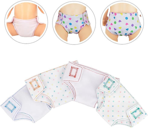 4pcs Doll Diapers, Baby Doll Diapers Refill, Doll Underwear, for 18 Inch Doll, Girl Doll, Girl Birthday Sleepover Slumber Party...