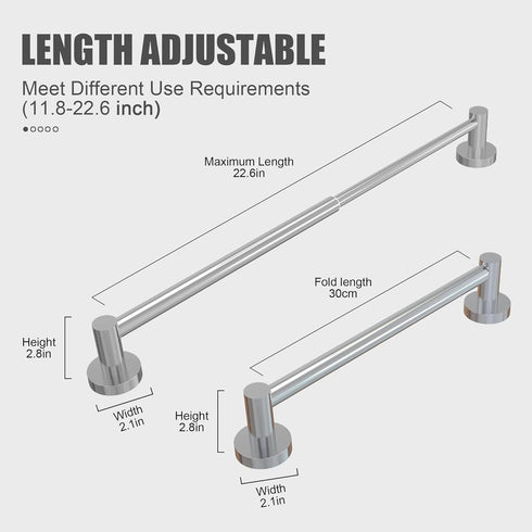 Towel Bar - Adjustable 304 Stainless Steel Towel Holder for Bathroom (11.8inch-22.6inch) Sturdy and Rustproof Wall Mounted Towel Rack for Bathroom...