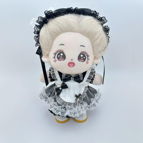 niannyyhouse Headdress Dress Apron 10cm 15cm 20cm Plush Doll Lace Maid Outfit Dress Up Accessories (Black-20cm)...