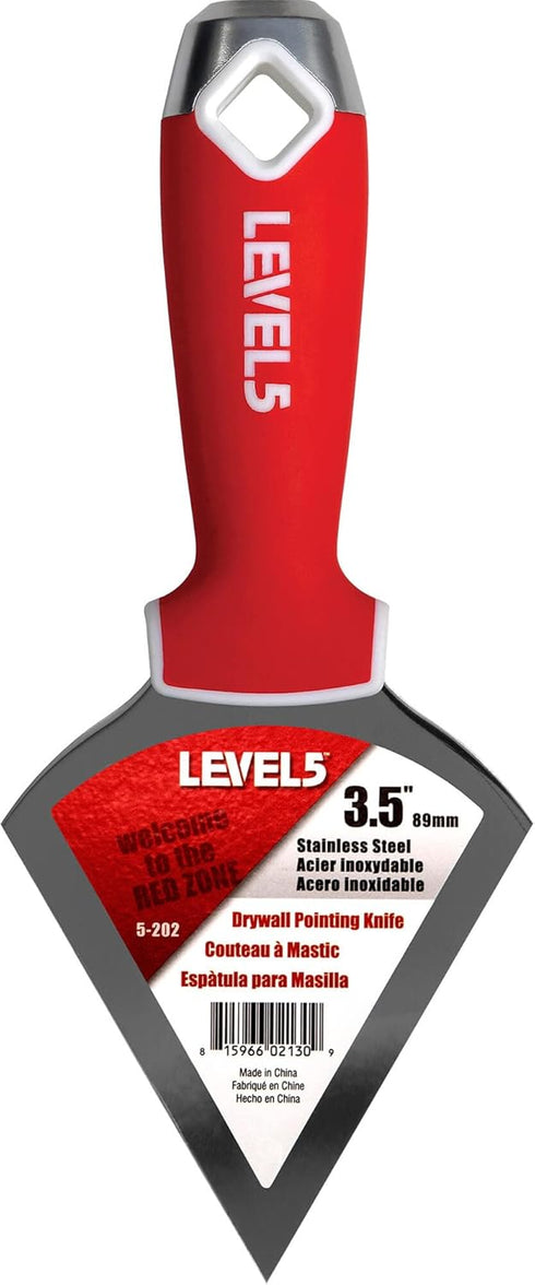 3.5" Pointed Stainless Steel Joint Knife - LEVEL5 | Metal Hammer End | Pro-Grade Finishing Tools | Drywall Wallboard Plasterboard Paint | 5-202...