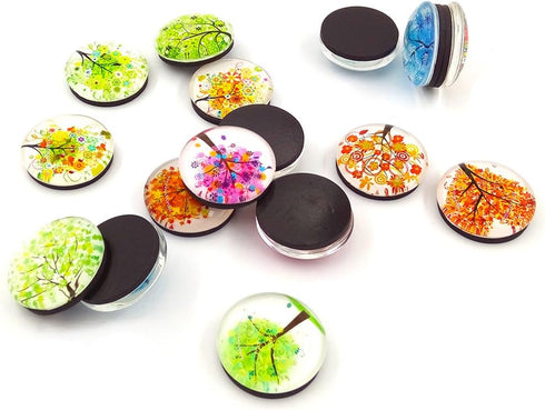 Aligle 16pcs Beautiful Glass Refrigerator Magnets Fridge Stickers Funny for Office Cabinets Whiteboards Decorative Photo Abstract (Tree of Life)...