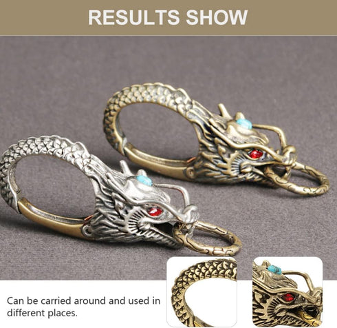 LIFKOME Dragon Head Carabiner Keychains Keyring Antique Brass Dragon Head Bead DIY Accessories for Keychain Gold...