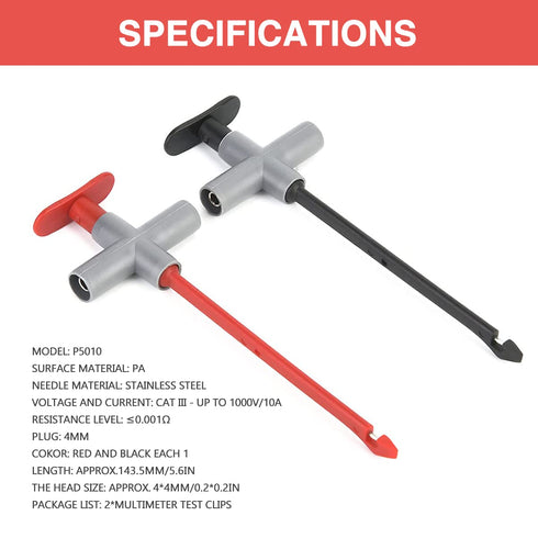 Wire Piercing Probe Clip, 2Pcs Insulation Piercing Clip Test Probe Automotive Test Cable Kit Auto Car Repairing Multimeter Testing Tool...