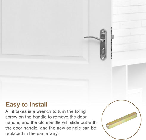 uxcell 2Pcs Door Knob Spindle, Spare Door Handle Spindle Bar, 55mm Long Door Spindle Replacement Door Handle Parts, Gold...