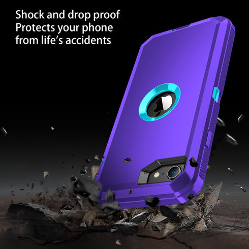 for iPhone SE 2022/2020 Case,Built-in Screen Protector,Shockproof 3-Layer Full Body Protection Rugged Heavy Duty High Impact Hard Cover Case for i...