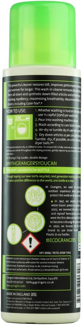Grangers Down Wash/Detergent for Down Insulated Clothing, Sleeping Bags and Bedding (12 Washes), 10 oz...