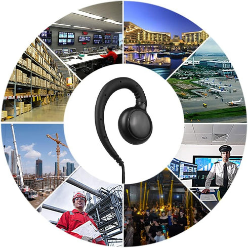 Radio Earpiece, 3.5mm 1-Pin C Shape Walkie Talkie Earpiece with PTT Mic Compatible with Motorola CLP1010, CLP1040, CLP1060 Two Way Radios Headphon...