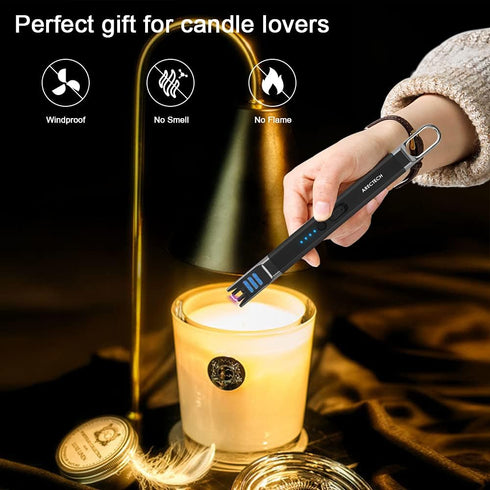 ARECTECH Lighter Electric Lighter Candle Lighter Rechargeable USB Lighter Long Gill Lighter for Candle Cooking Camping BBQs Fireworks Black...
