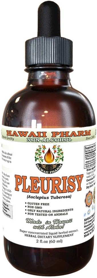 Hawaii Pharm Pleurisy Root Alcohol-Free Liquid Extract, Pleurisy Root (Asclepius tuberosa) Dried Root Glycerite Natural Herbal Supplement, USA 2 f...