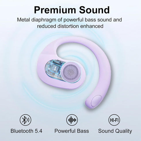 LMQ Open Ear Headphones?with Ear Hook Wireless Bluetooth 5.4 Open Ear Earbuds? Air Conduction Touch Control Wireless Sports Earbuds with Portable ...