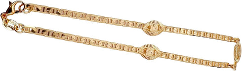 LESLIE BOULES Elegant 18K Gold-Plated Evil Eye Anklet - 10 Inches, Modern & Protective Jewelry Gift...