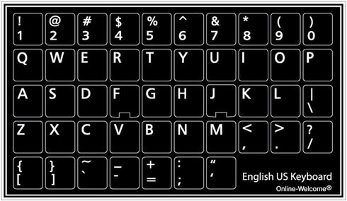English US Non Transparent Keyboard Stickers Black Background 11x13mm...
