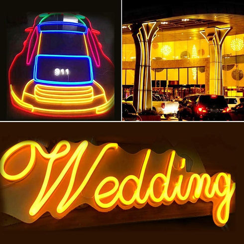 YM E-Bright Led Neon Strip Lights 12V Silicone Rope Indoor Outdoor 16.4Ft 600SMD Waterproof Flexible for Signboard Bar TV Kitchen Bedroom Home Par...